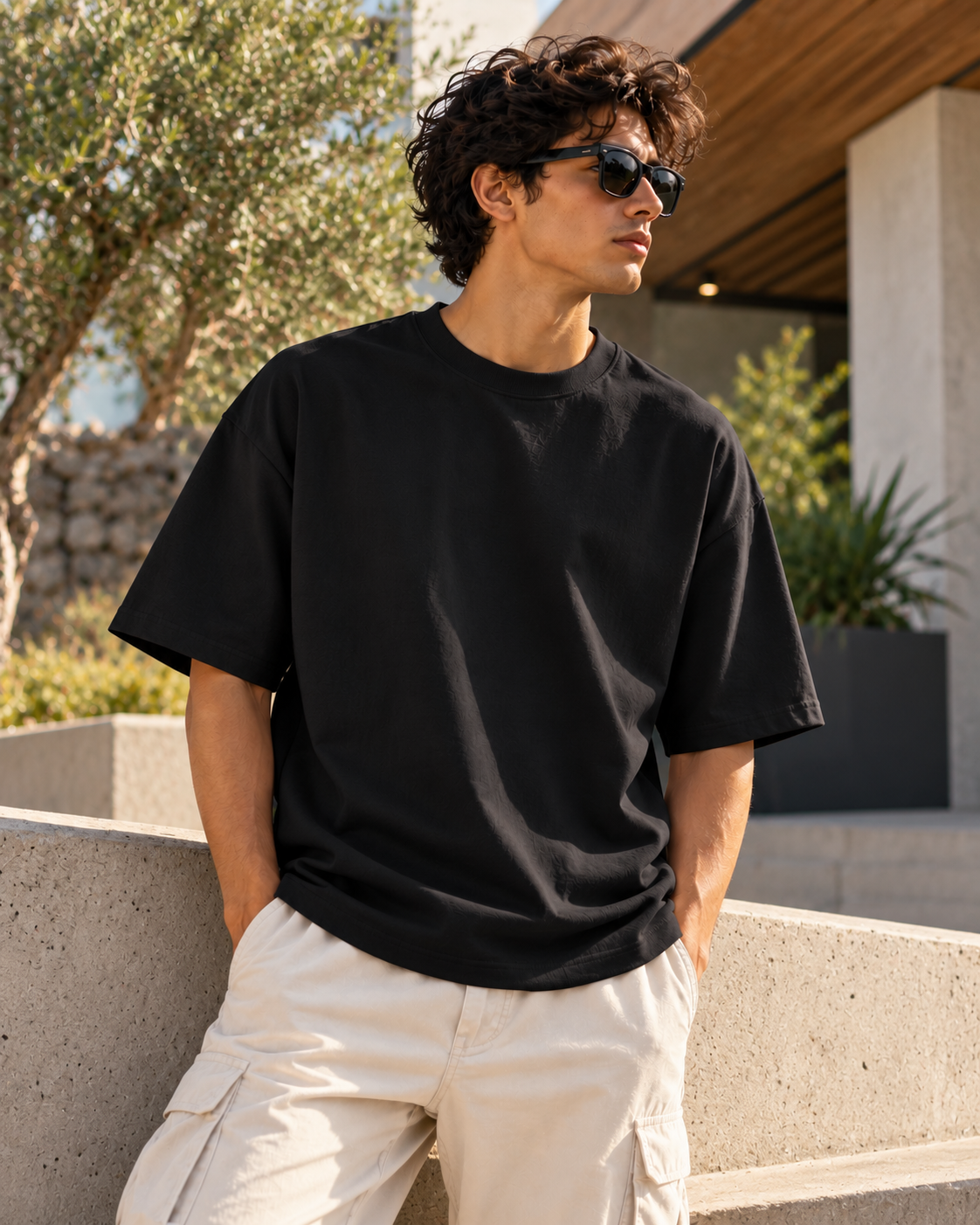 Everyday Wear Plain Black Oversized T-Shirt