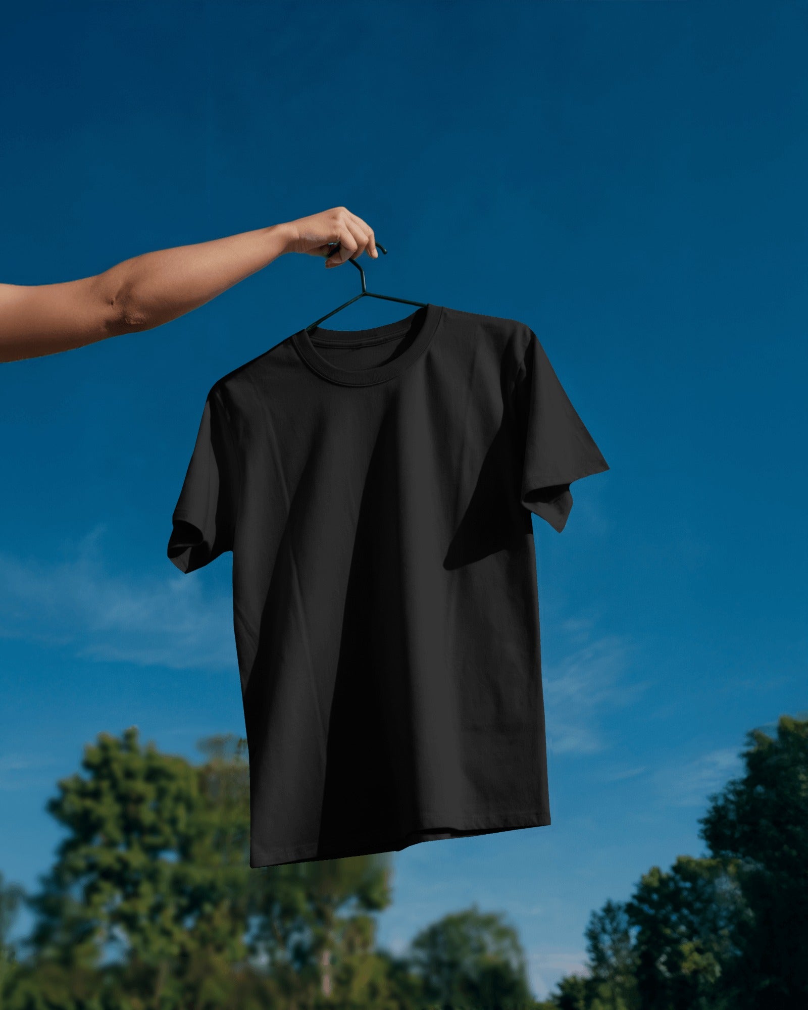 Plain Black Regular Wear T-Shirt