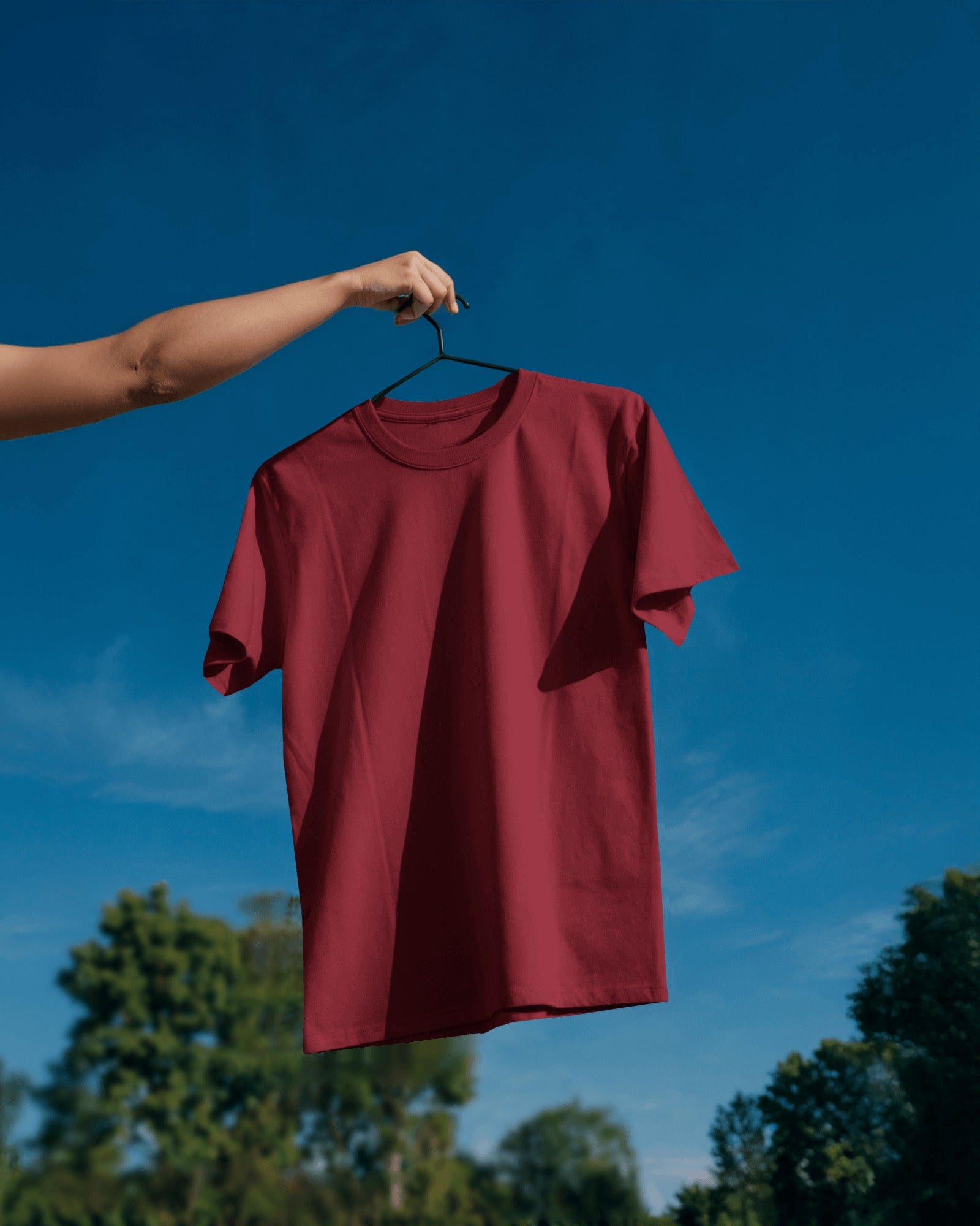 Plain Maroon Regular Wear T-Shirt