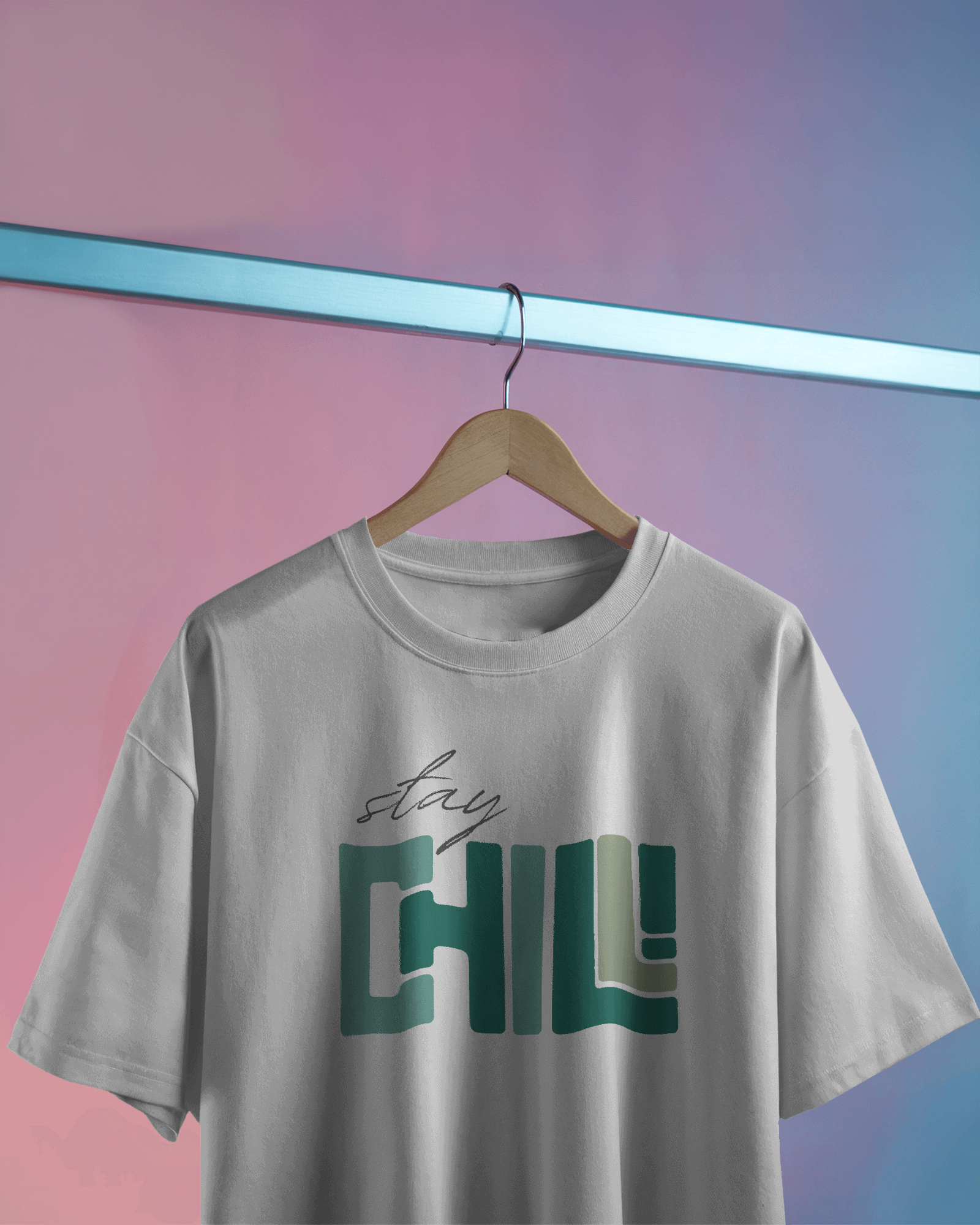 Stay Chill Print White Oversized T-Shirt