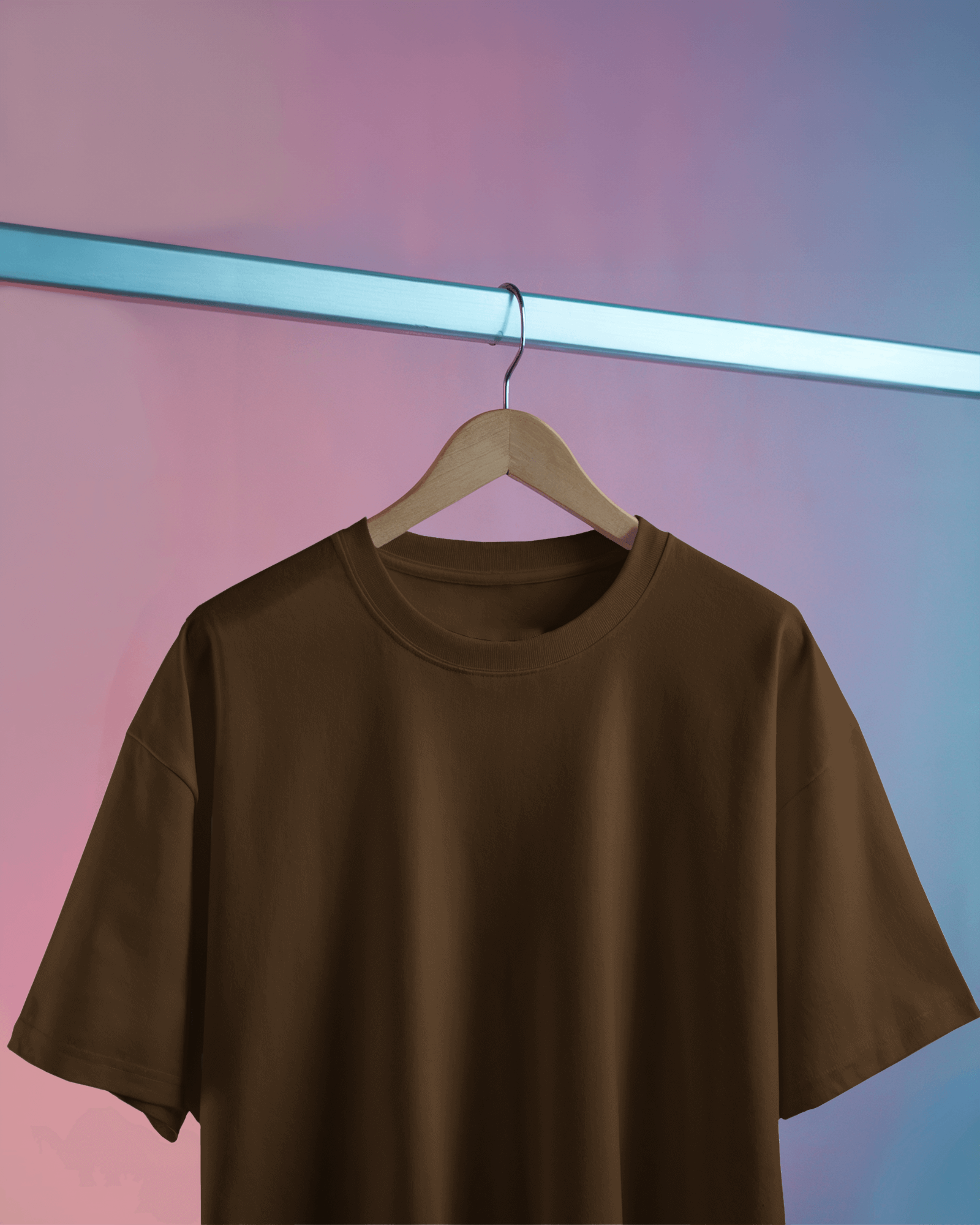 Everyday Wear Plain Coffee Brown Oversized T-Shirt