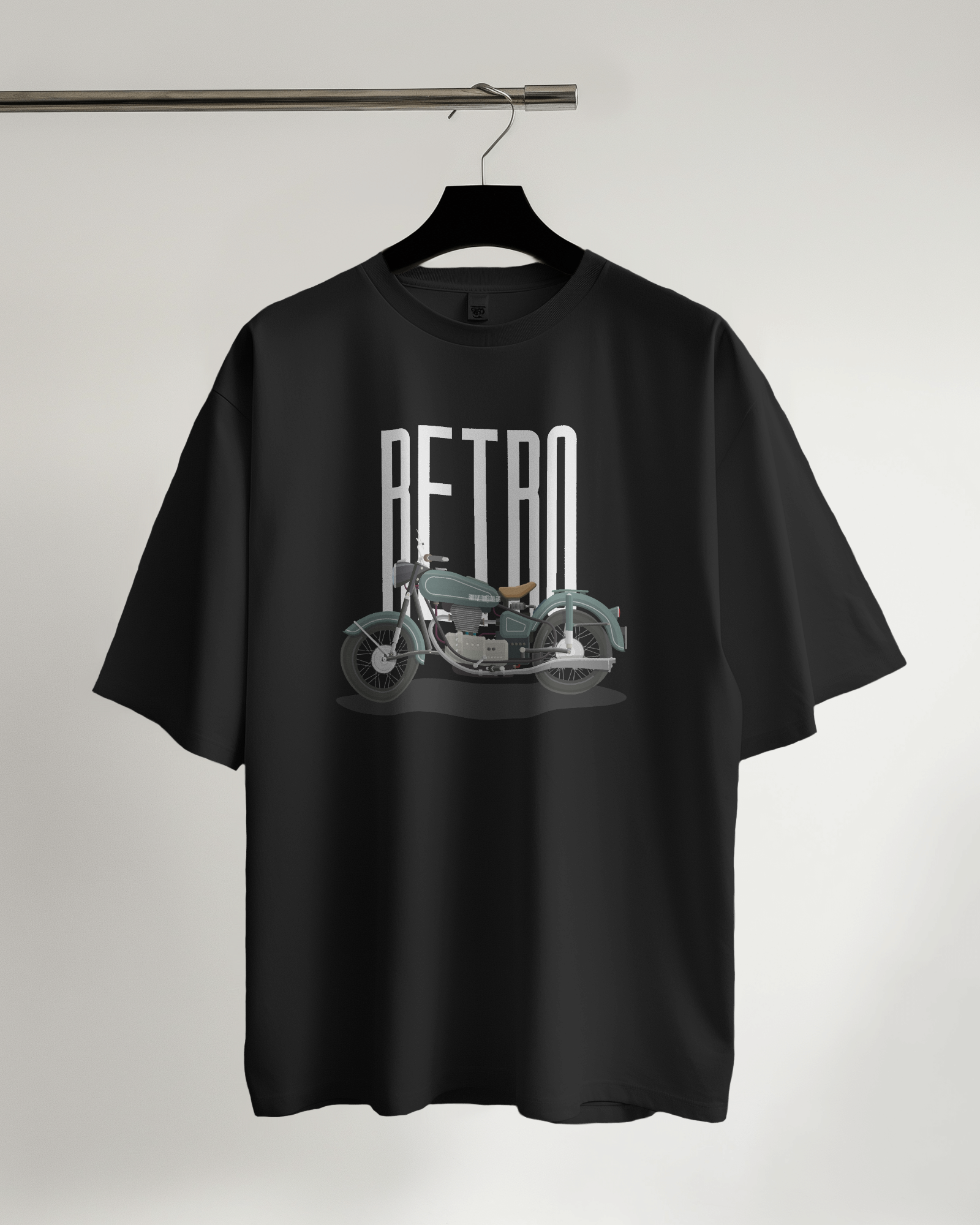 Retro Bullet Print Black Oversized T-Shirt for men