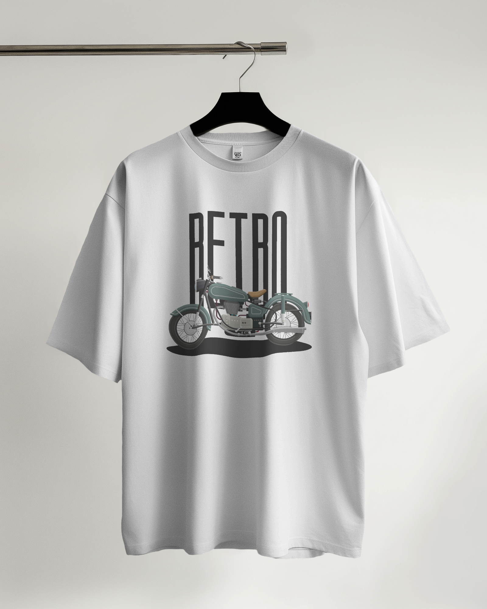 Retro Bullet Print White Oversized T-Shirt for men